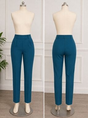Fashion Nova High-Waist Tailored Teal Womens Pants